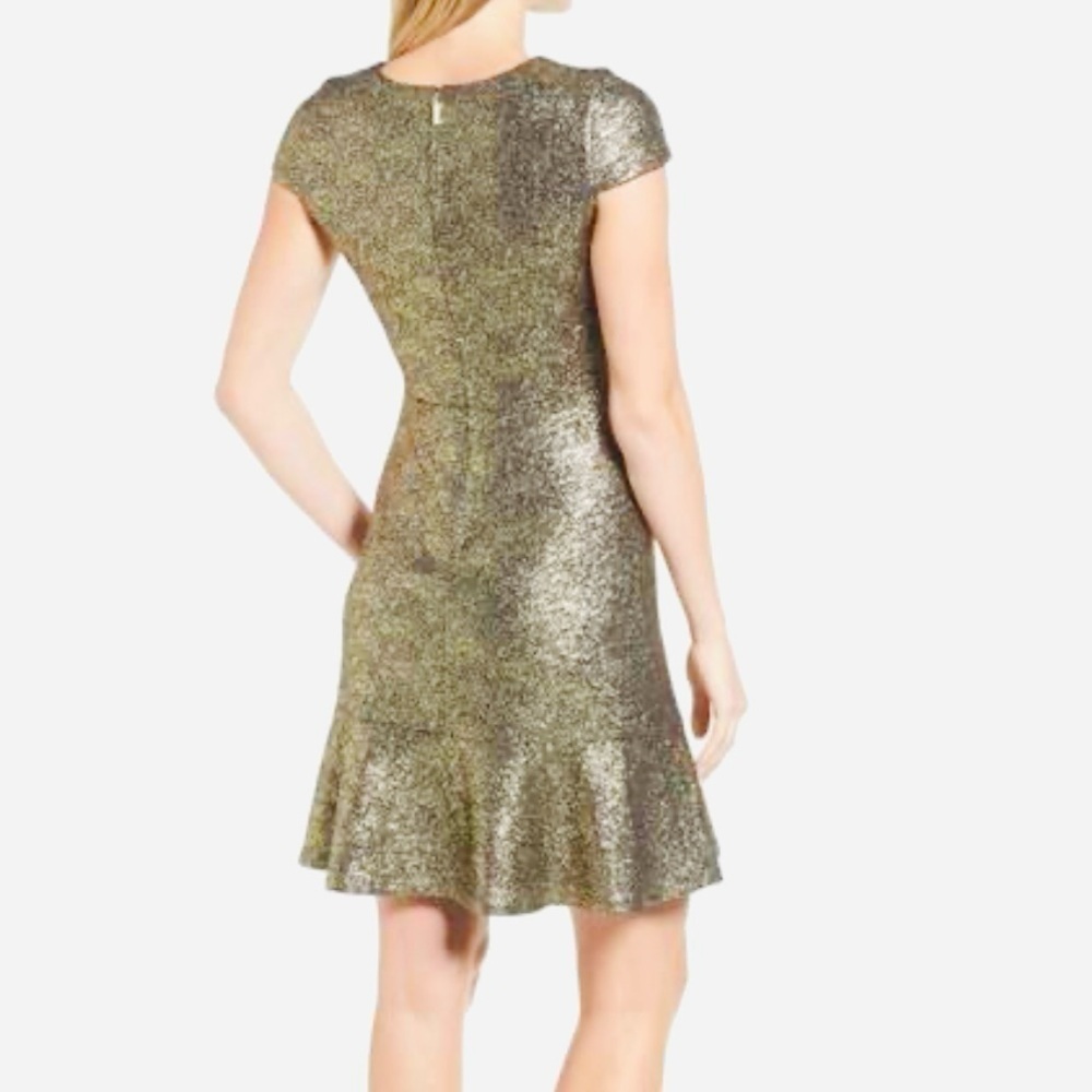 NWT MICHAEL Kors Metallic Mini Dress, Gold Cap Sleeve, Night out dress - Picture 3 of 4